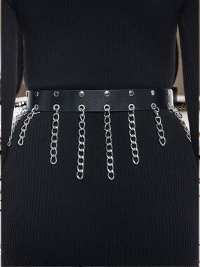 Hot Topic Black Hanging Chain Belt Womens Size Large Brand New Without Tag